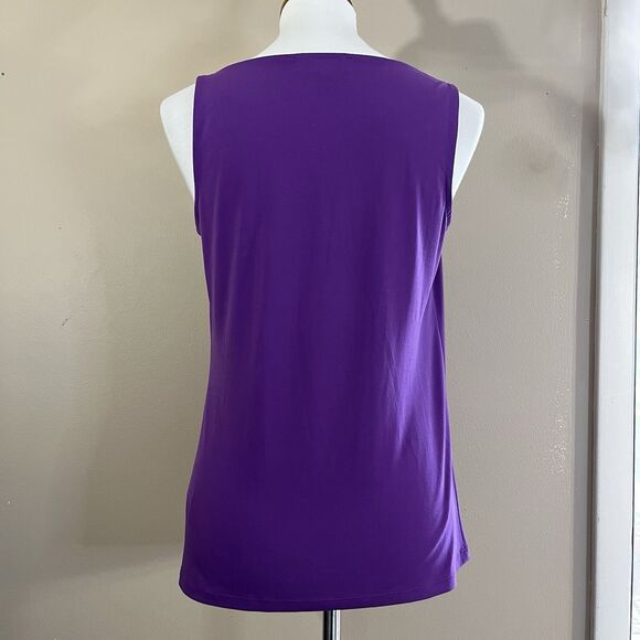 Michael Kors Women Purple Chain Strap Tank Top Size S Gold Hardware Drape Blouse - Picture 7 of 12